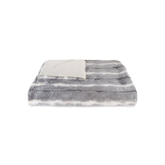 Luxe Home Decor Classic Faux Fur Throw | 1-Piece | grey/white/black | 50"x60" - Picture 2 of 3